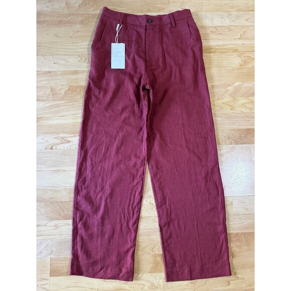 Zara Pants - NEW Zara 100% Linen Trousers in Red Size 29 x 29" Casual Preppy Summer